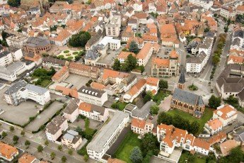 Vue aérienne du centre ville de Haguenau